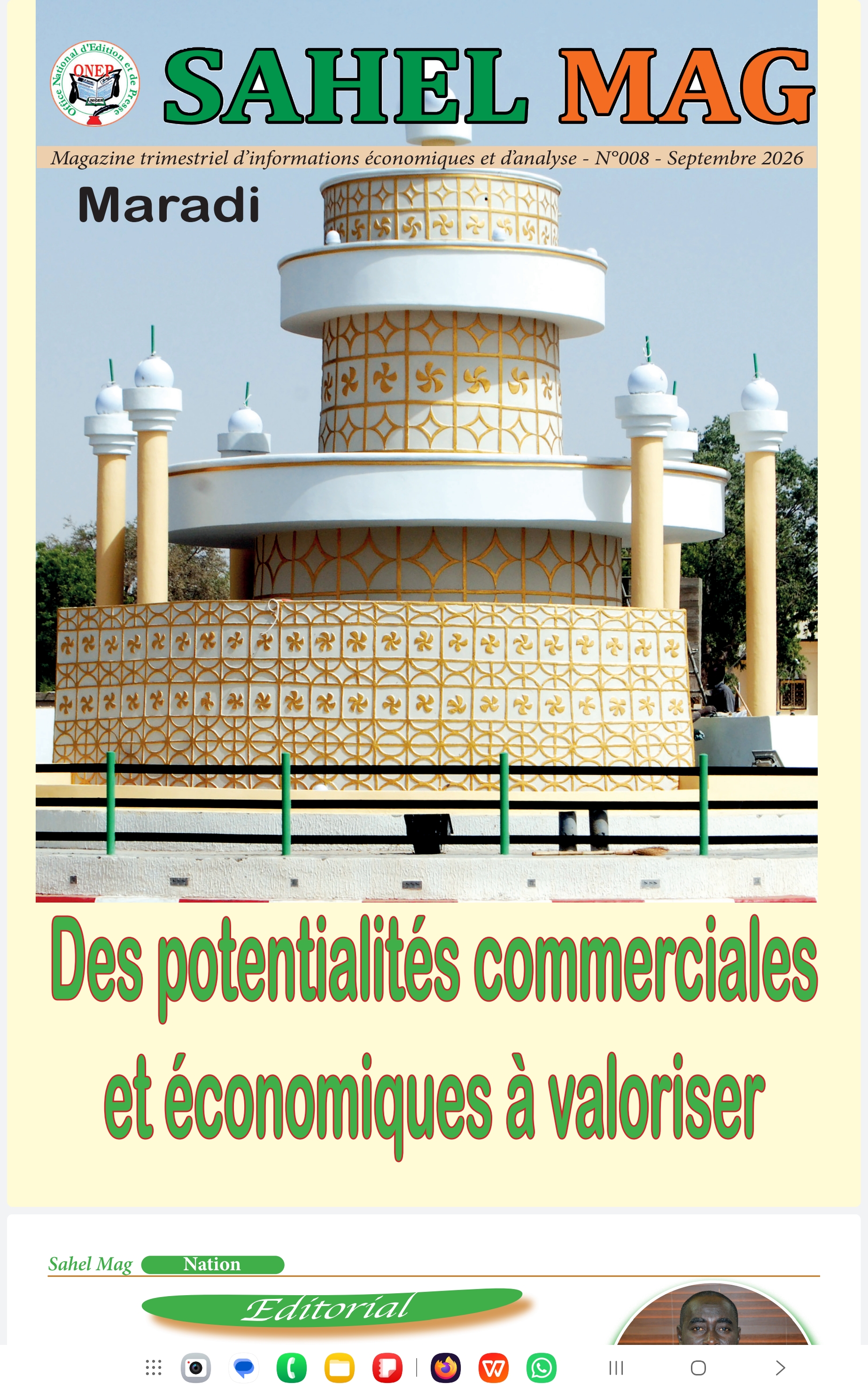 La société ROWA UNITED dans les pages du magazine Sahel